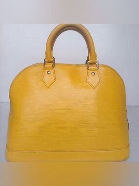 Louis Vuitton Yellow Epi Alma PM Citron Leather Top-Handle Satchel Handbag